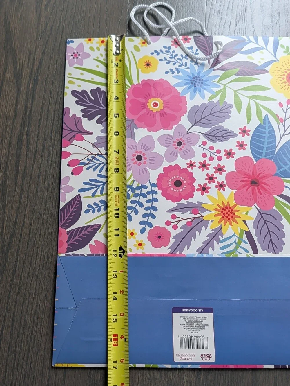 Voila Floral Multicolor Paper Gift Bag Large 18x13x5